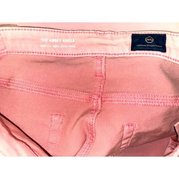 Adriano Goldschmied 30R Blush Pink Abbey Ankle Midrise Skinny Jeans Chic Style - Picture 6 of 11